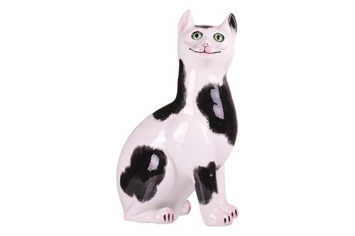 Lot 182 - Wemyss large black and white earthenware cat,...