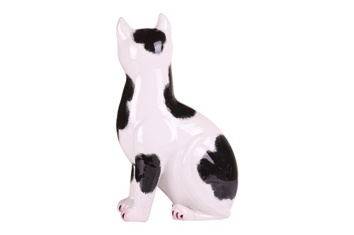 Lot 182 - Wemyss large black and white earthenware cat,...