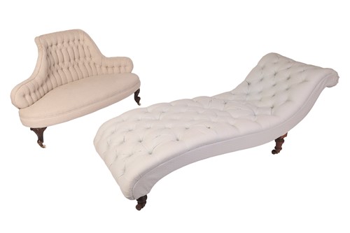 Lot 127 - A Victorian upholstered corner love seat, 84...