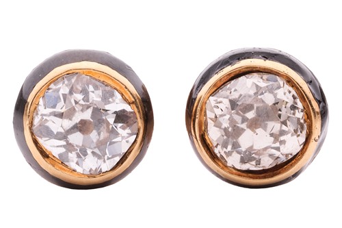 Lot 207 - A pair of old-cut diamond stud earrings, each...