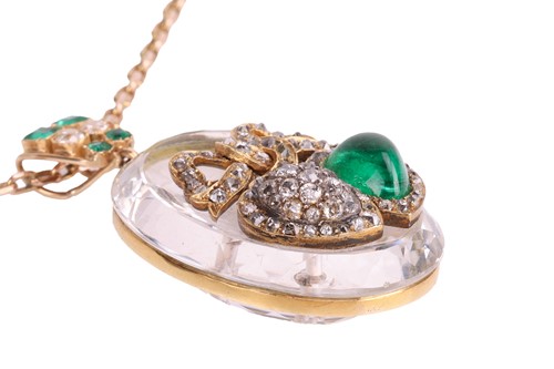 Lot 10 - A late Victorian diamond, emerald and rock...