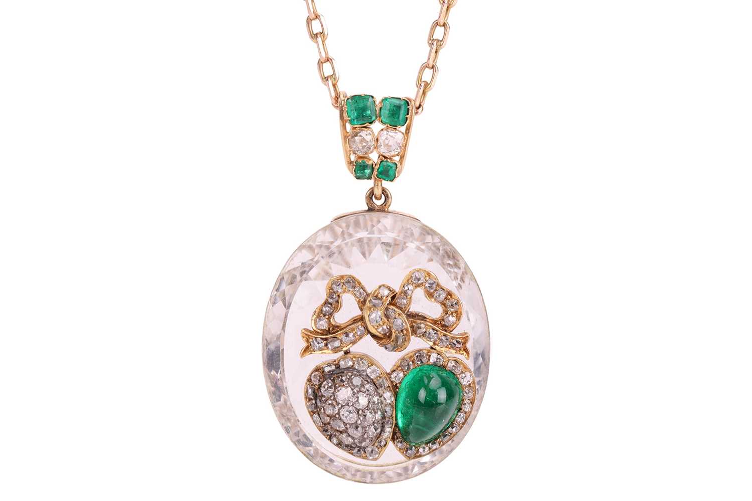 Lot 10 - A late Victorian diamond, emerald and rock...