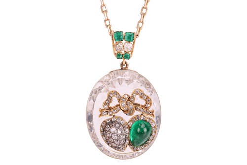 Lot 10 - A late Victorian diamond, emerald and rock...