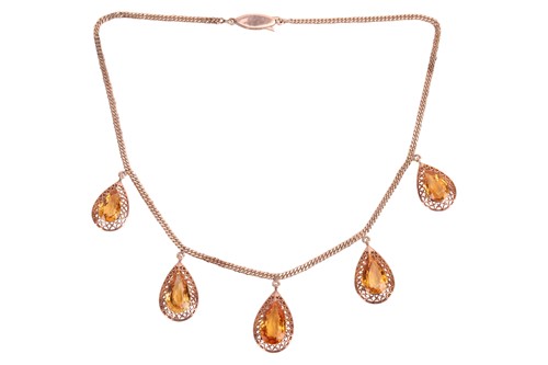 Lot 16 - A gem-set fringe necklace, comprising five...