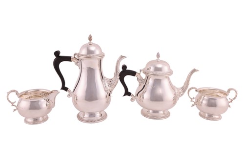 Lot 366 - An 18th-century style silver four-piece tea...