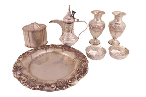 Lot 354 - A Portuguese white metal oval tea caddy with...