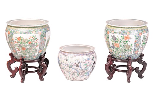 Lot 44 - A pair of Chinese Famille Verte porcelain,...