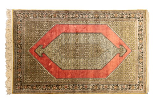 Lot 141 - A North Persian style silk on silk Qum carpet,...