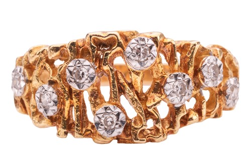 Lot 98 - A Modernist-style diamond-set ring in 18ct...