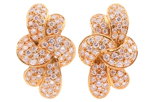 Lot 143 - A pair of diamond-set earrings, of stylised,...