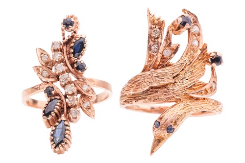 Lot 192 - Two gem-set dress rings; to include a stylised...