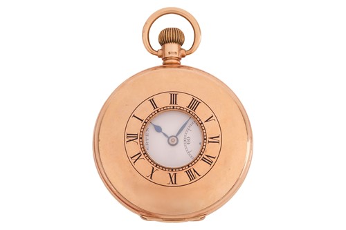 Lot 277 - A Vertex 9ct gold half-hunter pocket watch,...
