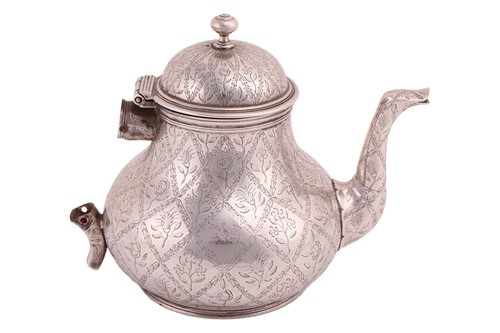 Lot 321 - A Swiss bachelor teapot, Geneva circa 1720,...