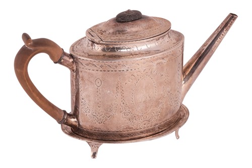 Lot 334 - A George III silver teapot and matched stand;...