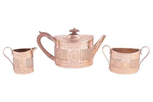 Lot 353 - A Victorian three-piece silver tea set by...