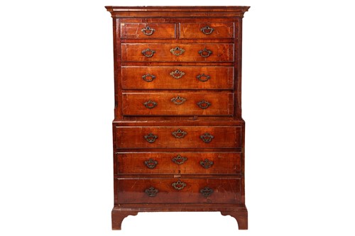 Lot 95 - A George II walnut and crossbanded chest on...