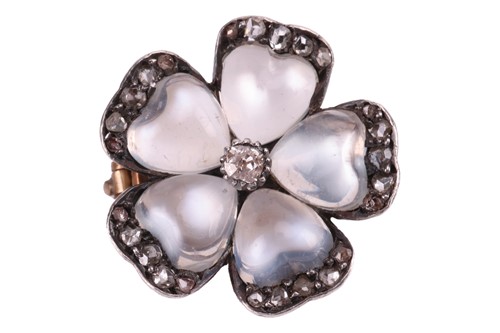 Lot 1 - A Victorian pansy brooch set with moonstone...