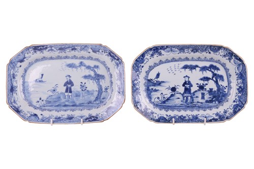 Lot 40 - Two very similar Chinese 18th-century blue and...