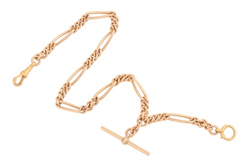 Lot 151 - A figaro link watch chain, comprising figaro...
