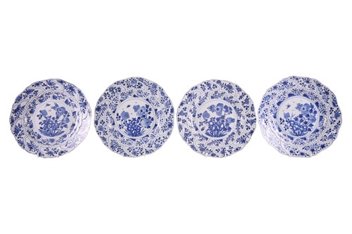 Lot 72 - A set of four Chinese Kangxi blue and white...
