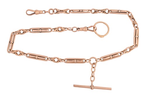 Lot 129 - A fancy link fob chain, comprising a series of...