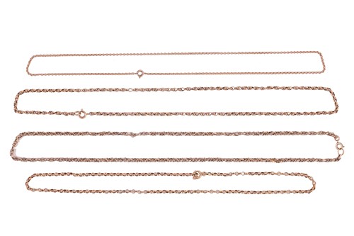 Lot 140 - A group of four chain necklaces, comprising...