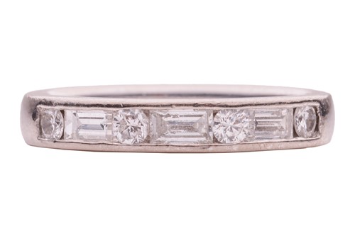 Lot 109 - A diamond half-eternity ring, with an...