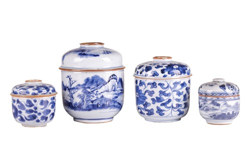 Lot 55 - A Chinese Kangxi blue and white custard...