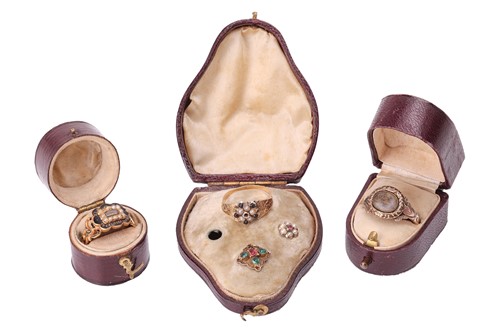 Lot 96 - Two 19th Century mourning rings, a gem-set...