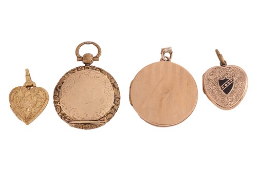 Lot 211 - Four lockets; comprising a circular locket of...