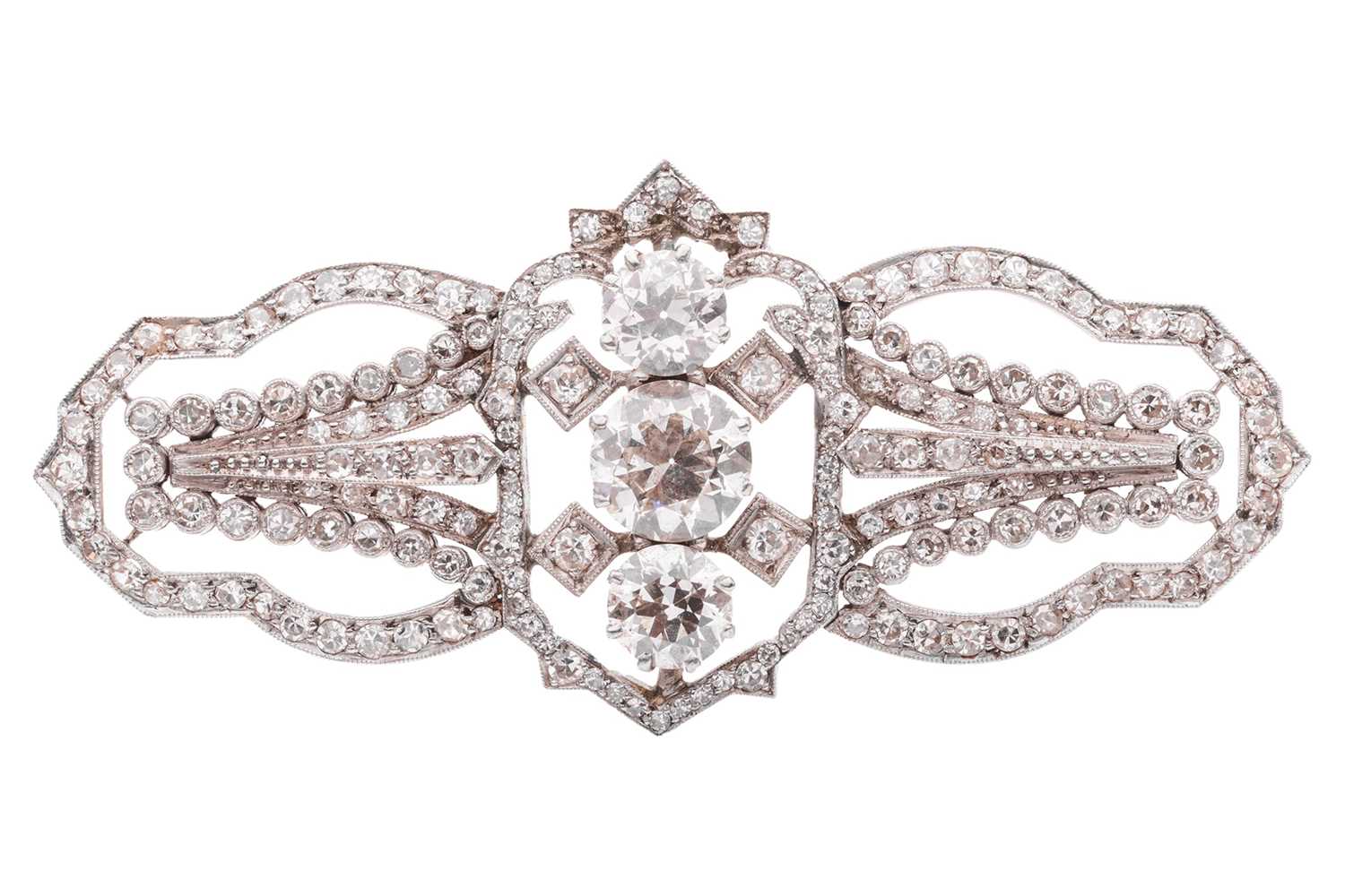 Lot 223 - An early 20th century diamond-set brooch; set...