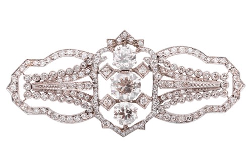 Lot 223 - An early 20th century diamond-set brooch; set...