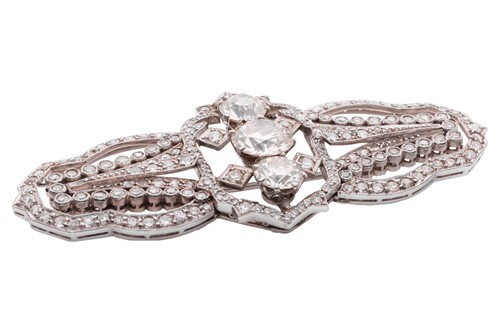 Lot 223 - An early 20th century diamond-set brooch; set...