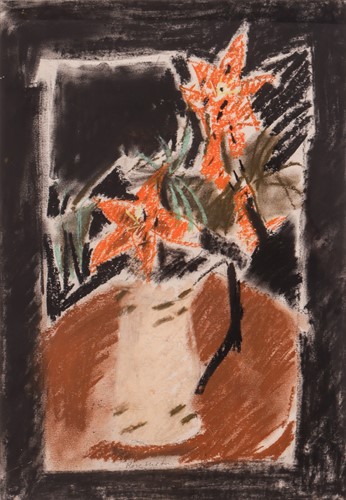 Lot 28 - Rose Hilton (British 1931-2019) orange flowers...