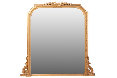 Lot 99 - A Late Victorian gilt gesso overmantel mirror,...