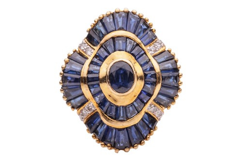 Lot 199 - A sapphire and diamond-set ballerina ring, the...