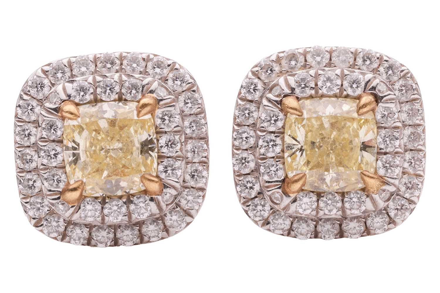 Lot 232 - Tiffany & Co. - a pair of yellow diamond...