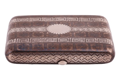 Lot 343 - A Russian niello cigarette case, of rounded...