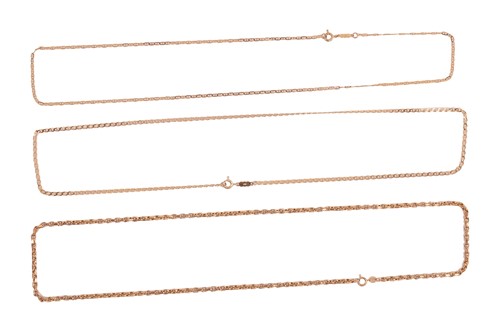 Lot 82 - A group of three chains; comprising a belcher...