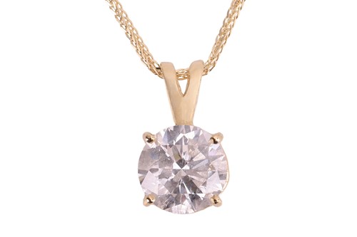 Lot 51 - A diamond single-stone pendant necklace; the...
