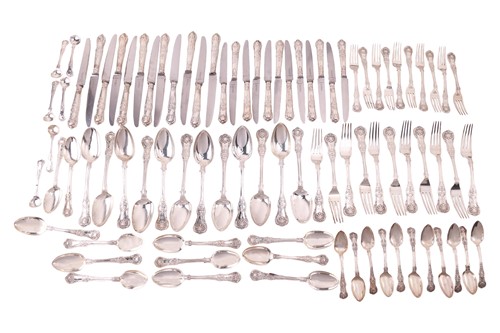 Lot 331 - A composite silver canteen of King's Pattern...