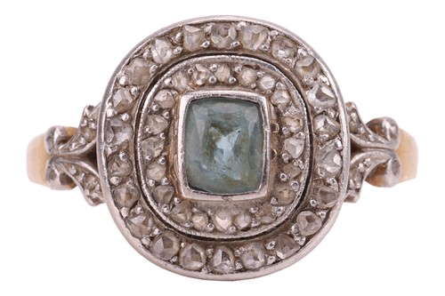 Lot 97 - An aquamarine and diamond cluster ring,...