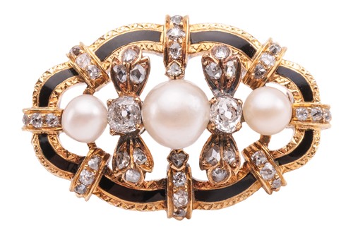 Lot 227 - A Victorian natural saltwater pearl, diamond...