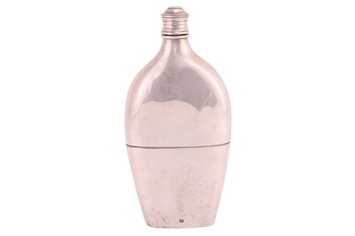 Lot 329 - A George III silver hip flask, the slightly...