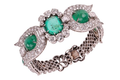 Lot 230 - A mid-20th Century emerald and diamond...