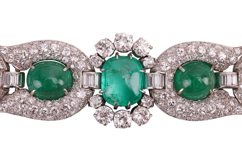 Lot 230 - A mid-20th Century emerald and diamond...