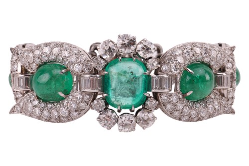 Lot 230 - A mid-20th Century emerald and diamond...