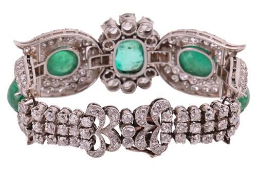 Lot 230 - A mid-20th Century emerald and diamond...
