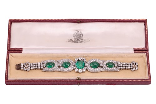 Lot 230 - A mid-20th Century emerald and diamond...