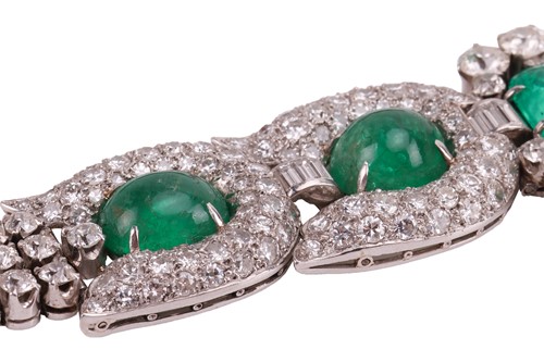 Lot 230 - A mid-20th Century emerald and diamond...